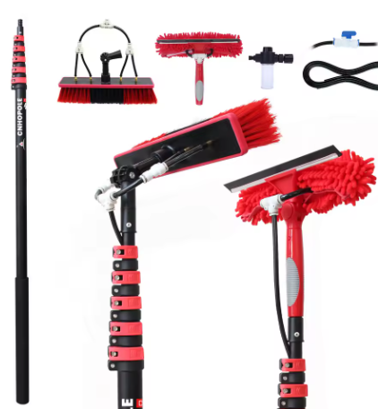 Perche télescopique de nettoyage avec brosse et raclette – 6 m / 7 m